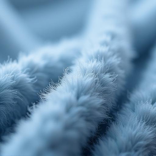 태양광 충전 실이 내장된 플리스 원단의 매크로 사진